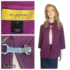 St. John Crew Neck Sweater - Metallic Knitwear, Clothing purple size P